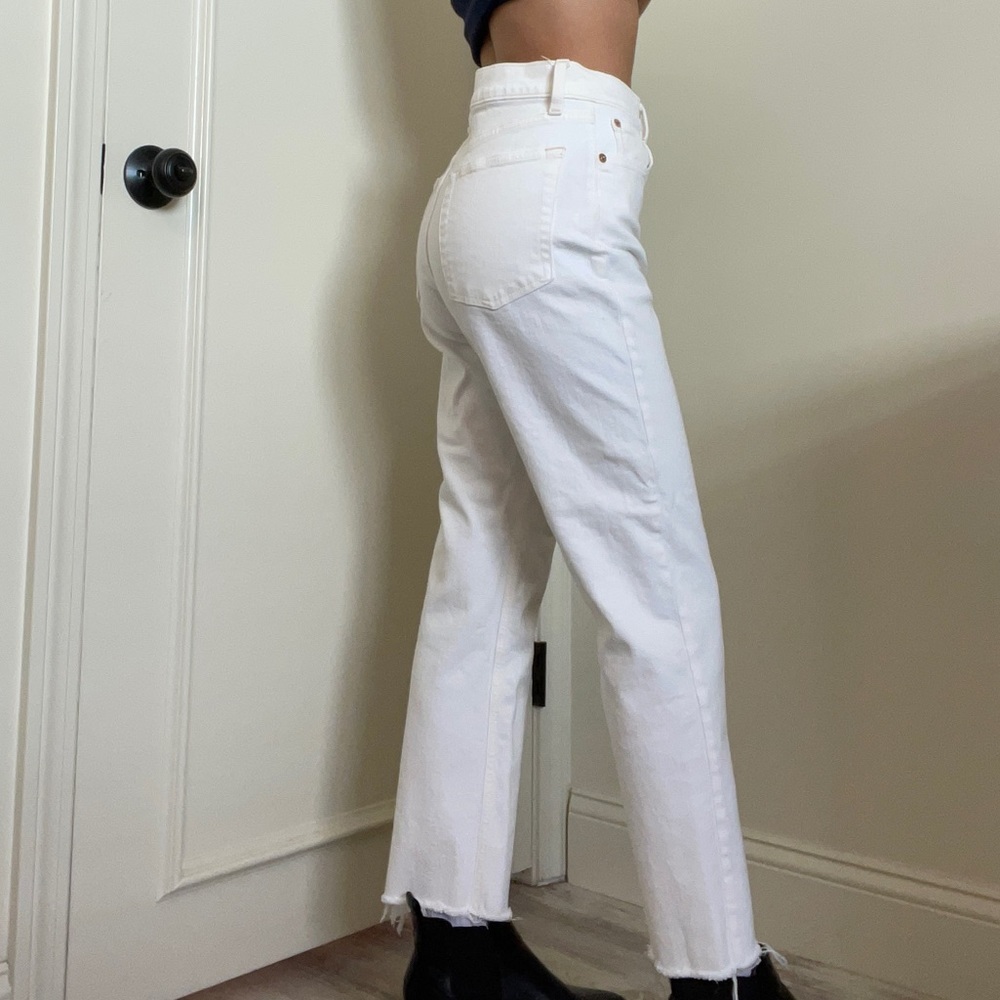 White straight leg jeans